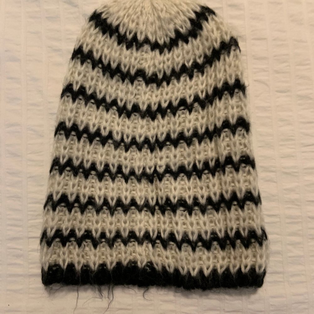 Striped Knit Hat / Slouchy Beanie
